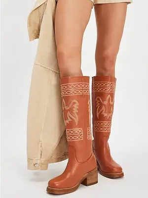 Free People x Dingo Avalon Embroidered Western Boots Russet Size 7.5 thumbnail 3