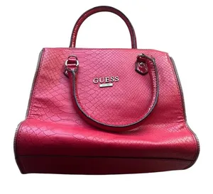 Guess Cherry Red Snake Embossed Satchel Y2K Glam Statement Handbag thumbnail 1