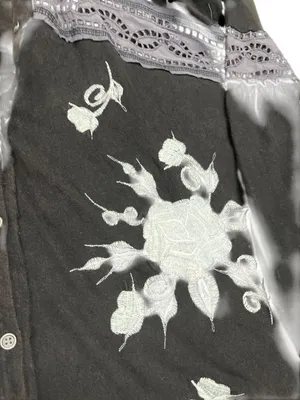 Free People womens Black Embroidered polyester Button-Up Blouse sz L SKU 10-742 thumbnail 5