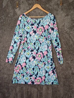 Lilly Pulitzer Kaisley Dual Neck Dress High Tide Navy Pineapple Paradise Womens thumbnail 5