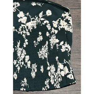 Abercrombie & Fitch Forest Green Floral Knot Front Tie Back Halter Crop Top XL‎ thumbnail 10