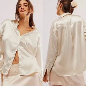 FREE PEOPLE Shooting For The Moon Satin Long Sleeve Button Up Top Shirt Blouse thumbnail 3