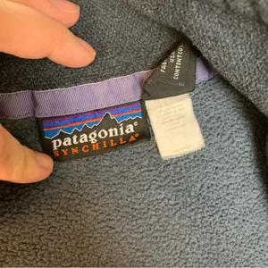 Patagonia women's small synchilla fleece zip up jacket flaw blue gorp hiking thumbnail 8