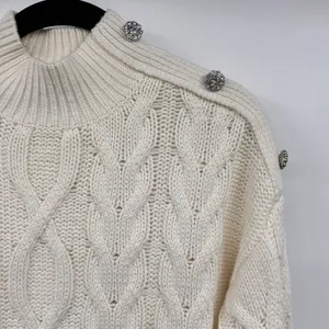 Marc New York Andrew Marc Sweater Womens Small Cream Cable Knit Mock Neck Chic thumbnail 3