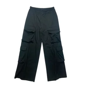 Halara size tall large new Black Wide Leg Cargo Pants velour Ribbed casual relax thumbnail 2