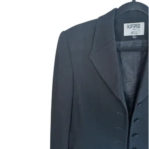 Kasper ASL Black Wool Blazer Jacket Women's 10 Button Front Career 90s‎ Vintage thumbnail 4