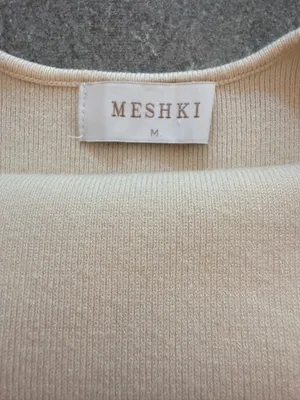 MESHKI Amara Scoop Neck Low Back Knit Maxi Dress Cream Size Medium NWOT thumbnail 8