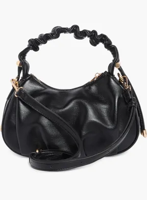 Urban Expressions Black Ruched Hobo Crossbody Shoulder Bag thumbnail 8