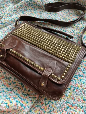 Urban Outfitters Ecote studded brown messenger bag thumbnail 2