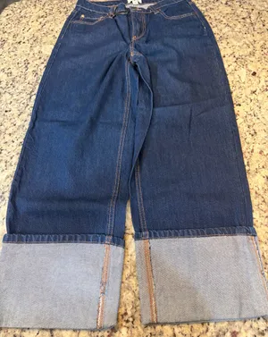 Kate Spade Cuffed Wide Leg Blue Denim Jeans thumbnail 1