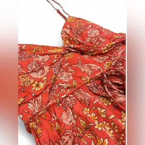 HERE COMES THE SUN Women’s Floral Orange Maxi Dress With Spaghetti Straps Size M thumbnail 4