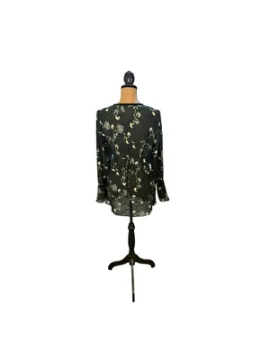 Vintage Y2K New York & Company Sheer Floral Blouse Whimsigoth Bell Sleeve M thumbnail 3