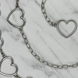 Open Heart Silver Tone Chain Belt One Size (OS) ✨ thumbnail 10