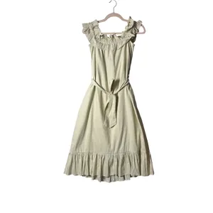 Antonio Melani Womens Elina Dress 4 Light Green Linen Ruffle Midi Cottagecore thumbnail 2