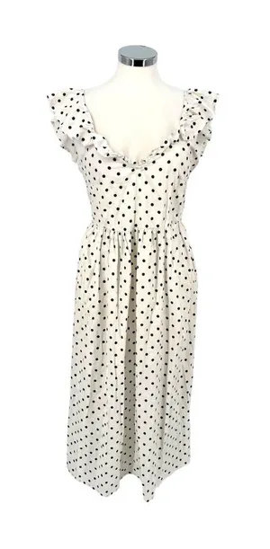 Boohoo Polka Dot Midi Dress Cottagecore French GirlmRetro Ruffle Size 8 NWT thumbnail 1