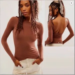NWOT Free People M/L Low Back Seamless Layering Top Brown NEW Intimately‎ New thumbnail 2