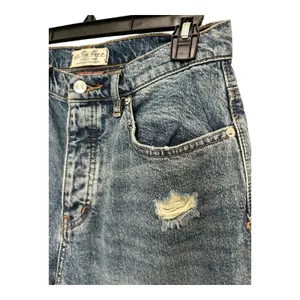 We The Free CRVY Blue High Rise Button Fly Denim Distressed Georgine Jeans 31 thumbnail 4