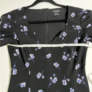 Club Monaco Floral Puff‎ Sleeve V-Neck Mini Dress Black Blue Size 2 thumbnail 10
