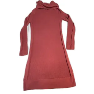 prAna Funnel Neck Tunic Sweater Dress M Burgundy Waffle Knit Granola Gorpcore thumbnail 3