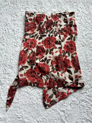 Free People Hot to Trot Mini Dress L Tube Floral Strapless Wrap Smocked Resort thumbnail 16