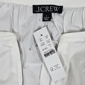 J‎ Crew White Tiered Drop-waist Midi Dress Elastic Waist Drawstring Zip Front L thumbnail 8