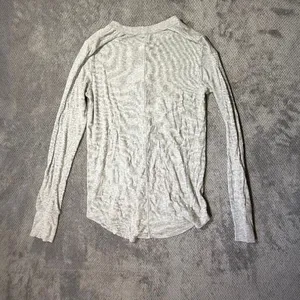 Aerie Women’s XS Gray Ribbed Long Sleeve Henley Snap Button Curved Hem Top #1800 thumbnail 7