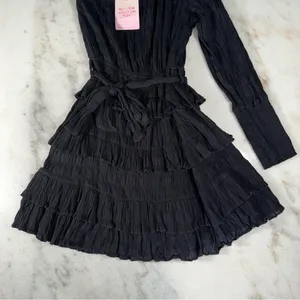 Hello Molly Dance The Night Away Black One-Shoulder Ruffle Mini Dress 8 New NWT thumbnail 7