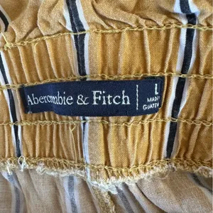 Abercrombie Fitch Wide Leg Elastic Cropped Pants Striped Yellow Women’s Large thumbnail 7