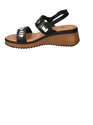 Bella Vita Women's Vic made in Italy Wedge Sandals Black Leather 7.5 thumbnail 2