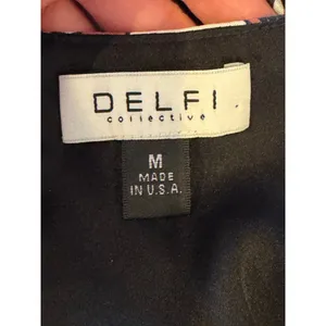 Delfi Collective‎ Dress Women Medium Black Claudine Printed Stretch Crepe Midi thumbnail 9