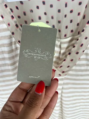 Anthropologie‎ Neutral Beige & White Striped V‑Neck Tee thumbnail 8