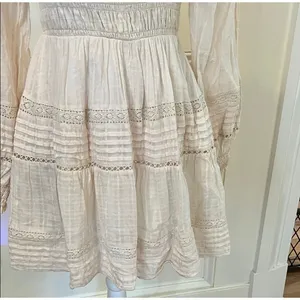 American Eagle elegant cream cotton long sleeve mini dress size small. thumbnail 4