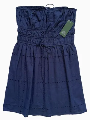 Wild Fable Navy Blue Eyelet Strapless Tube Mini Dress Small Cotton thumbnail 2