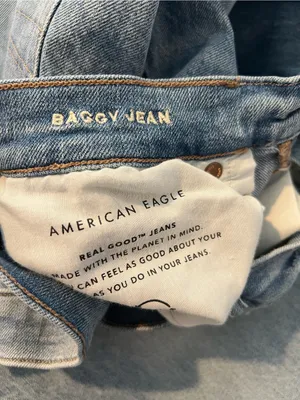 #25 NWOT American Eagle Outfitters Light Blue Distressed Baggy Jeans Size 10R thumbnail 6
