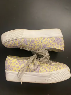 Superga x LoveShackFancy 2790 Platform Sneakers Yellow Purple Floral Lace 40 (9) thumbnail 6