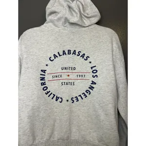 H&M Divided Calabasas Los Angeles Cropped Hoodie Sweatshirt Medium Gray Fleece thumbnail 6