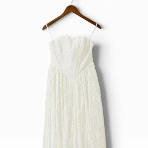 Lulus Shiori White Lace Bustier Basque Waist Strapless Maxi Dress size M NWT thumbnail 4
