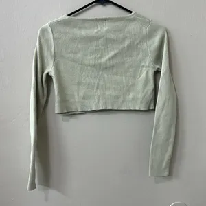 Princess Polly The Michael Top Cropped Sweater Ribbed Button Up Lime Sage Green thumbnail 8