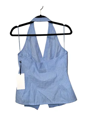 Milk & Honey Blue Striped Halter Top Size Large Coastal Chic NWT thumbnail 3