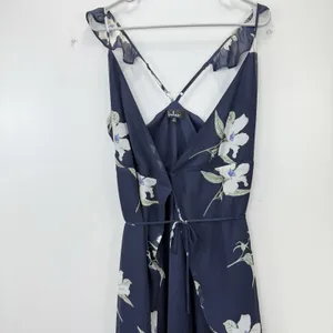 Lulus All Mine Navy Blue Floral Print High-Low‎ Wrap Dress SMALL thumbnail 5