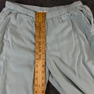 Abercrombie & Fitch Blue Green Linen Blend Wide Leg Pull On Pants Medium Regular thumbnail 5