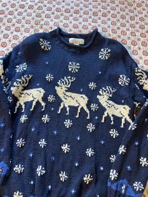 Jones New York Vintage 90s Winter Elk Knit Snowflake Sweater size medium thumbnail 2