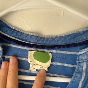 Anthropologie Size 8 Medium Blue Striped Viscose‎ Linen Blend Button Up Long Slv thumbnail 7