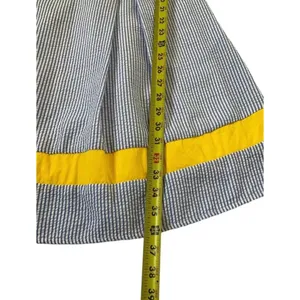 Elle Women Size Small Fit & Flare Seersucker Dress Blue Yellow Pleated | 21-917 thumbnail 7