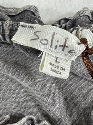 Solitaire Embroidered Peasant Blouse Gray‎ Boho Cottagecore Off Shoulder Top L thumbnail 3