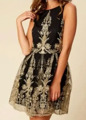 Altar’d State Junia Fit and Flare Dress Size Medium Black/Gold‎ NWT thumbnail 1