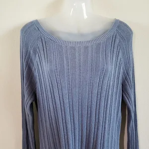Modcloth Boatneck Long Sleeve Ribbed Cable Knit Pullover Tunic Sweater Large thumbnail 2