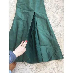 Alfred Sung Off-the-Shoulder Cuff Trumpet Gown Hunter Green Satin Size 2 D760 thumbnail 9