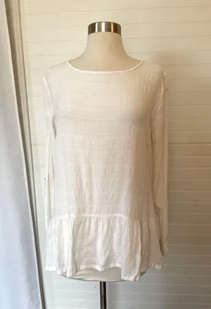 Ann Taylor Loft Ivory Textured Gauze Top Blouse thumbnail 2