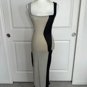 Black and Silver Shimmer Maxi Dress Size XS thumbnail 2